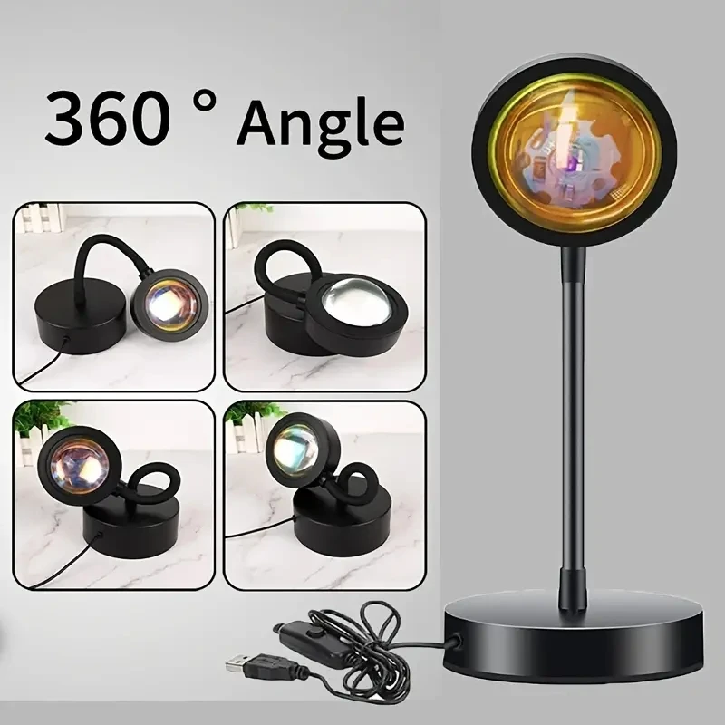1pc LED sunset light, sunset light projector atmosphere light, bedroom LED night light projector, room atmosphere light office h