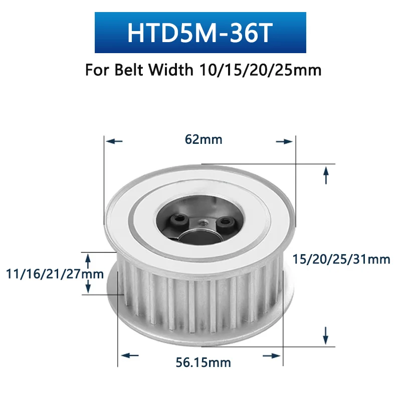 1Pcs AF-5M Aluminum Alloy Timing Pulley 36-40Teeth Expansion Sleeve Synchronous Wheel for Belt Width 10/15/20/25mm Bore 5-28mm
