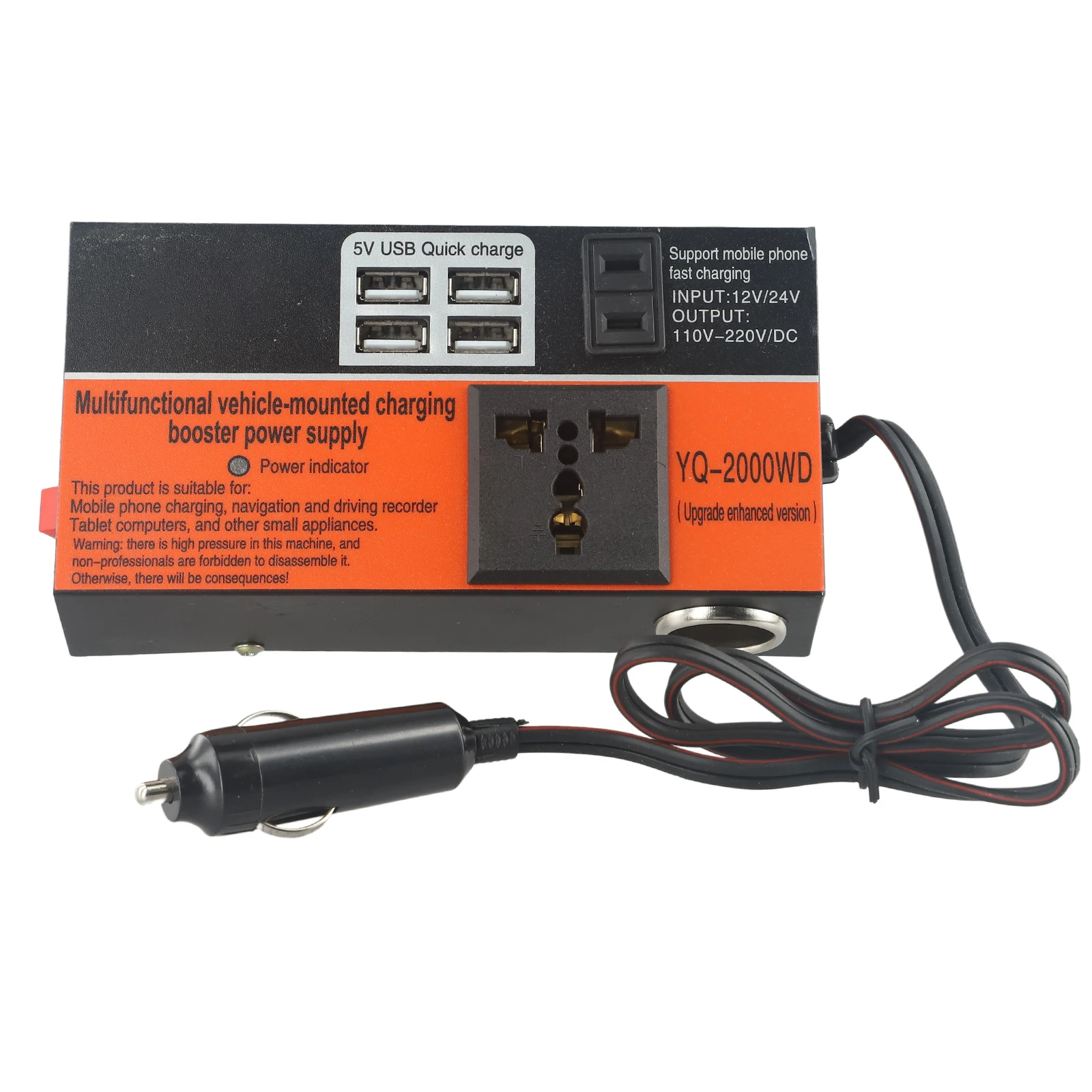 Auto Parts Trip 4USB Car Inverter 1 Pieces Of 1500W 4 Ports Black DC110V/220V Dustproof Waterproof High Quality