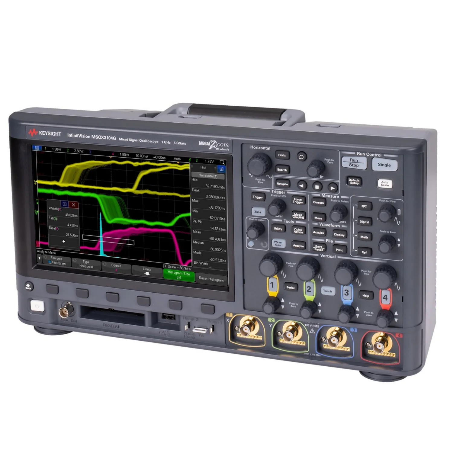 Keysight DSOX3014G 100 MHz oscilloscope 4 analog channels, 4 Mpts memory, 1,000,000 waveforms/sec update rate-1Pcs