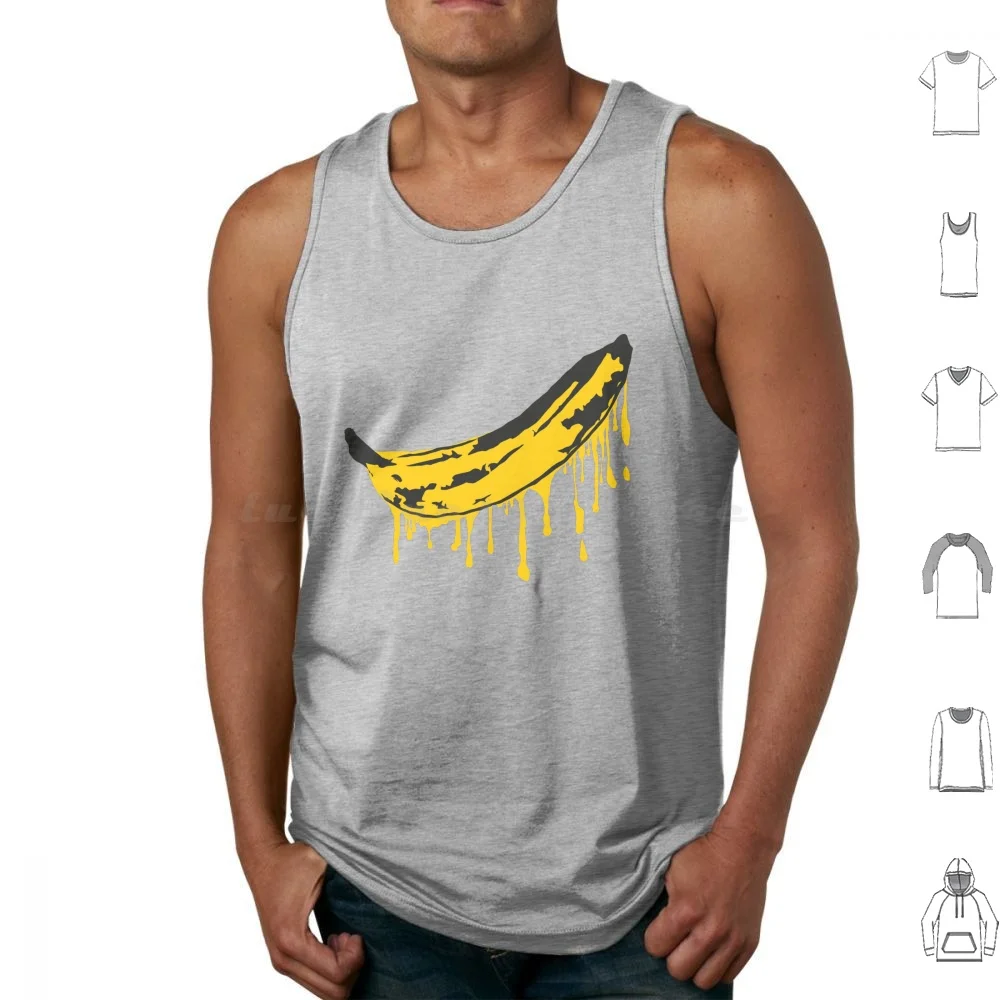 Banana Melt Tank Tops Vest Sleeveless Banana Melt Banana Melt Melting Fruit Yellow Pop Art Pop Liquid Drip Car Helmet