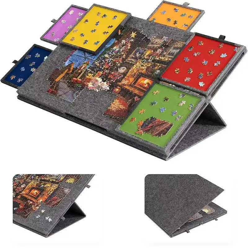Jigsaw Puzzle Table, Children's Jigsaw Puzzle Board with Stand Cover, 6-drawer Portable Jigsaw Puzzle Table (without puzzle)