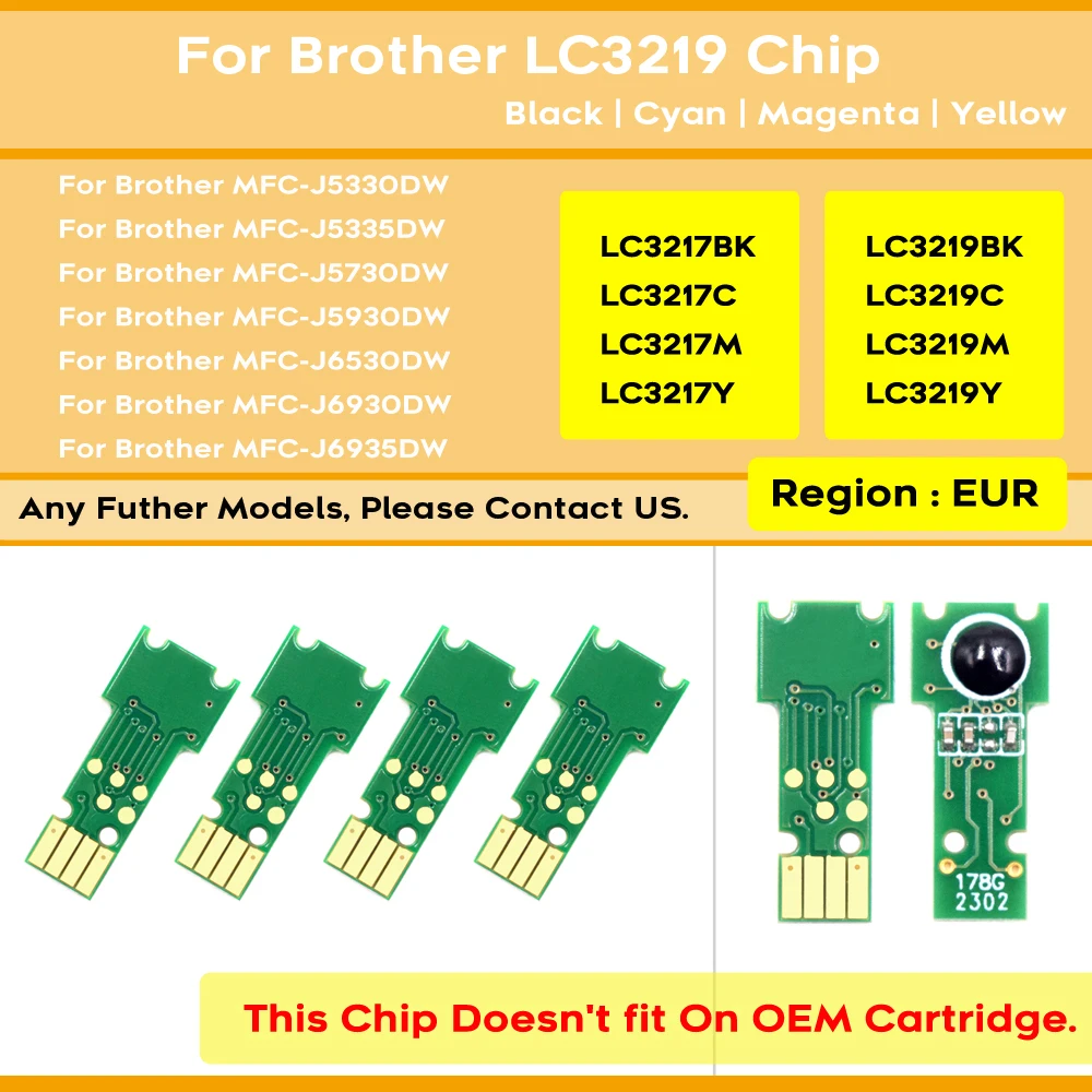 LC3219 LC3219XL Disposable Chip For Brother 3219 3217 MFC-J5330DW J5335DW J5730DW J5930DW J6530DW J6935DW 3219xl lc3217 lc3217xl