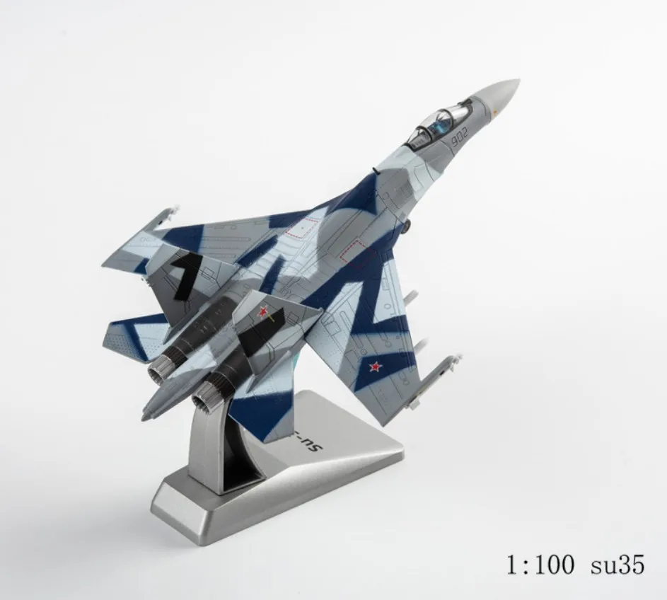 Diecast 1:100 Scale Metal Planes Su-35 Fighter Jet Aircraft Models Su35 Military Simulation Aviation Souvenir With Display Base
