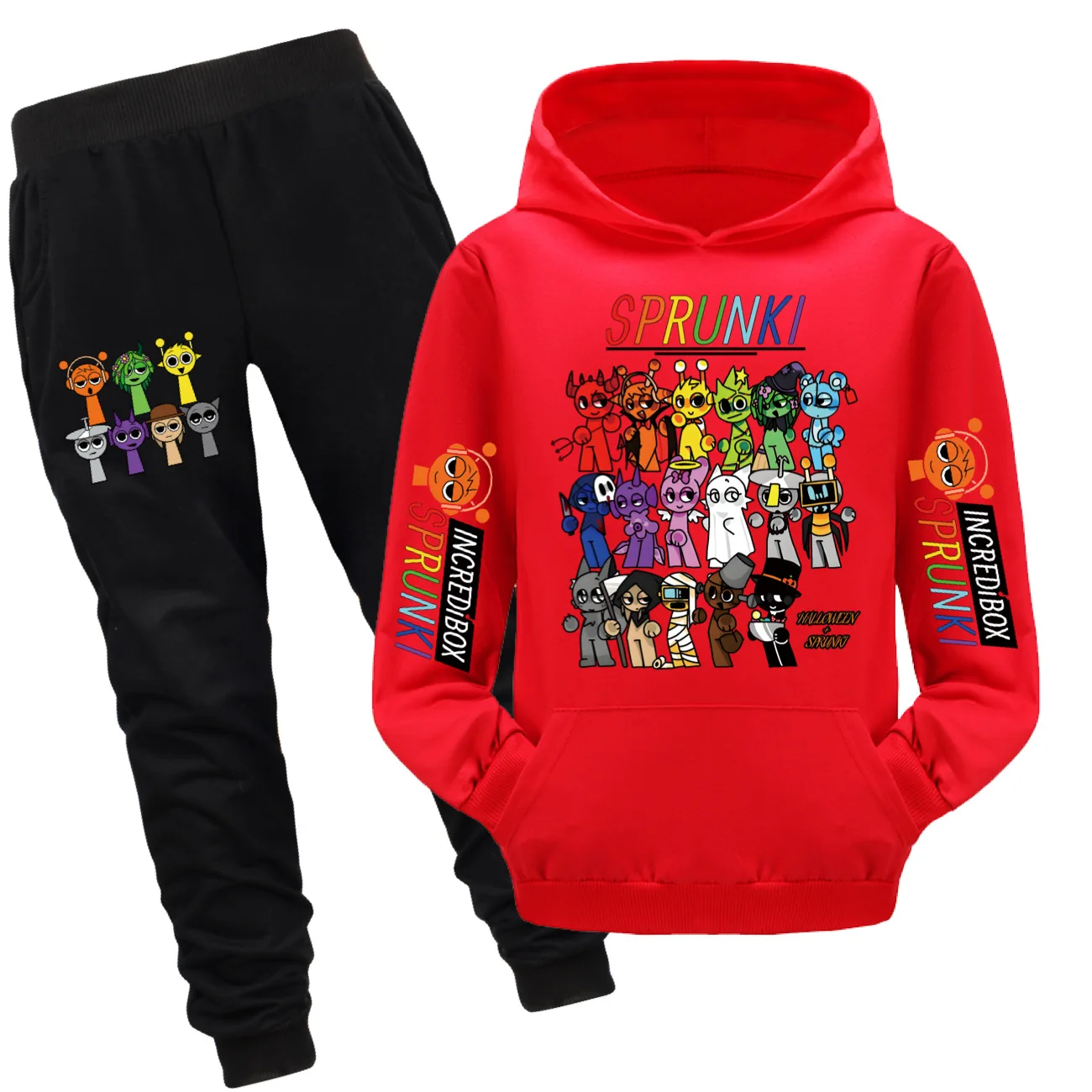 

Hot Sprunki Cartoon Hoodie for Kids Soft Casual Loose Hooded Sweatshirt Pants 2pcs Sets Baby Girls Autumn Long Sleeve Sportsuits