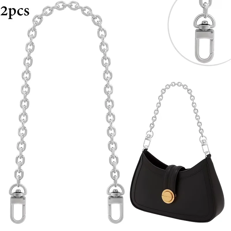 2pcs Crossbody Bag Underarm Bag Flat Chain Women's Bag Replacement Chain DIY Wallet Chain Essential Accessory for Women's Bags