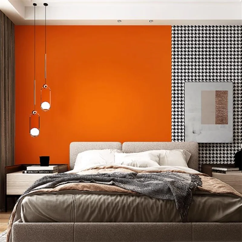 

Американский ретро свет роскошная спальня гостиная прикроватный диван премиум диван фон стены оранжевые обои для отеля домашний декор