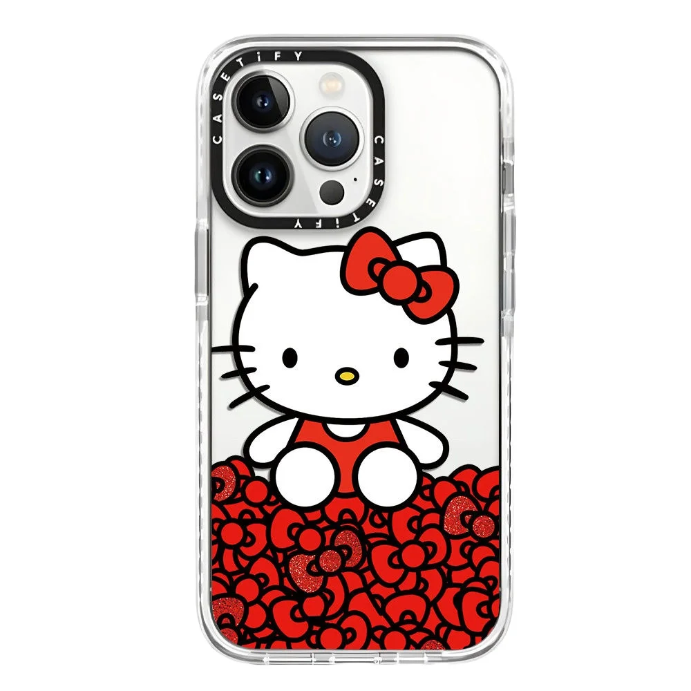 

Sanrio Cute Cartoon Hello Kitty Bow Phone Case All-Inclusive Painted Soft Protection Case for iPhone 11 12 13 14 15 Pro Max X XS