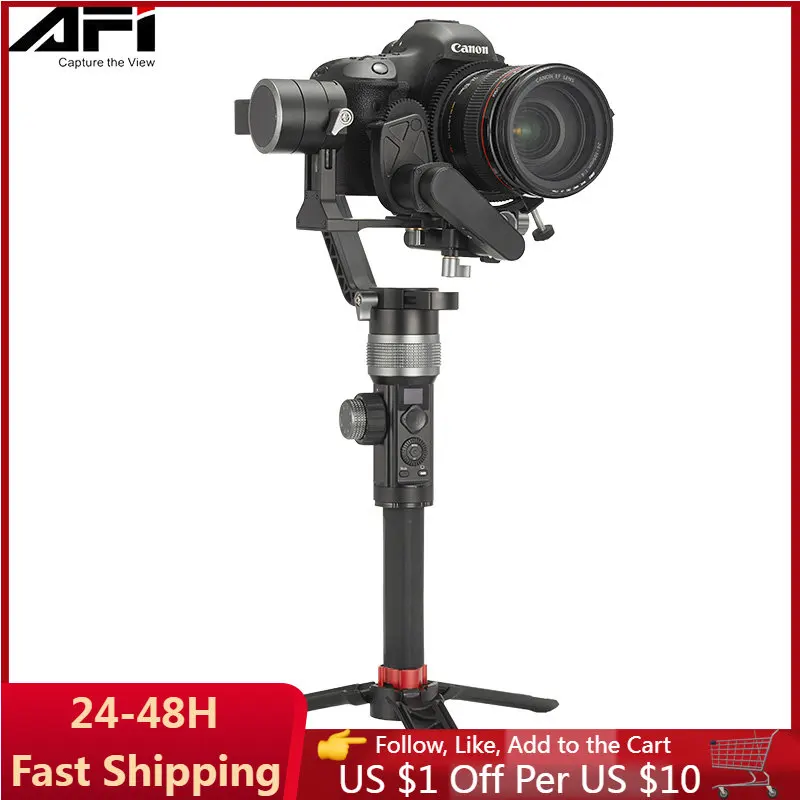 

AFI D3 3-Axis Handheld Gimbal Stabilizer Handle Grip with Foldable Mini Tripod for DSLR Camera Sony/Canon with 3.2Kg Load