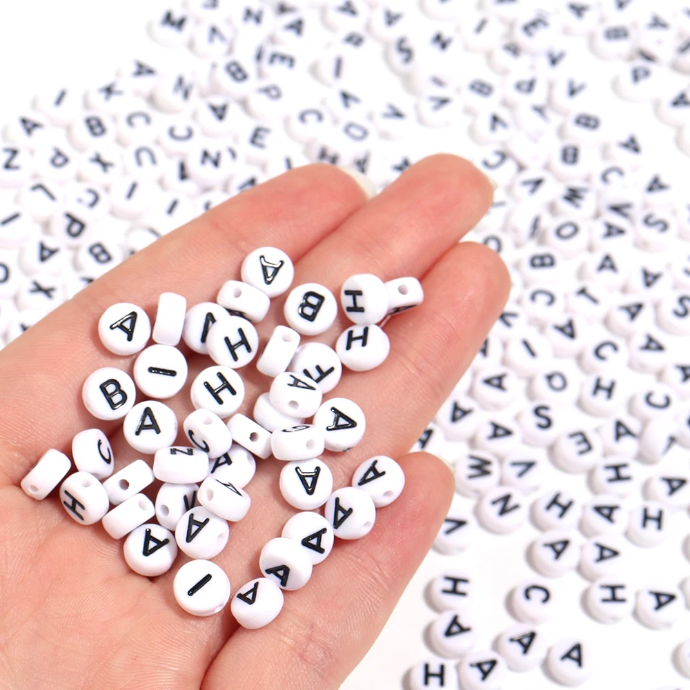 100pcs/Lot A-Z Alphabet Beads Flat Round Letter Acrylic Beads for Jewelry Making Loose Spacer Beads DIY Bracelet Handmade