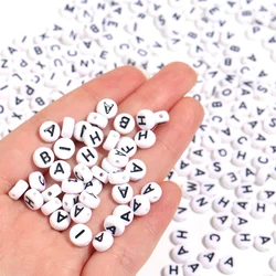 100pcs/Lot A-Z Alphabet Beads Flat Round Letter Acrylic Beads for Jewelry Making Loose Spacer Beads DIY Bracelet Handmade