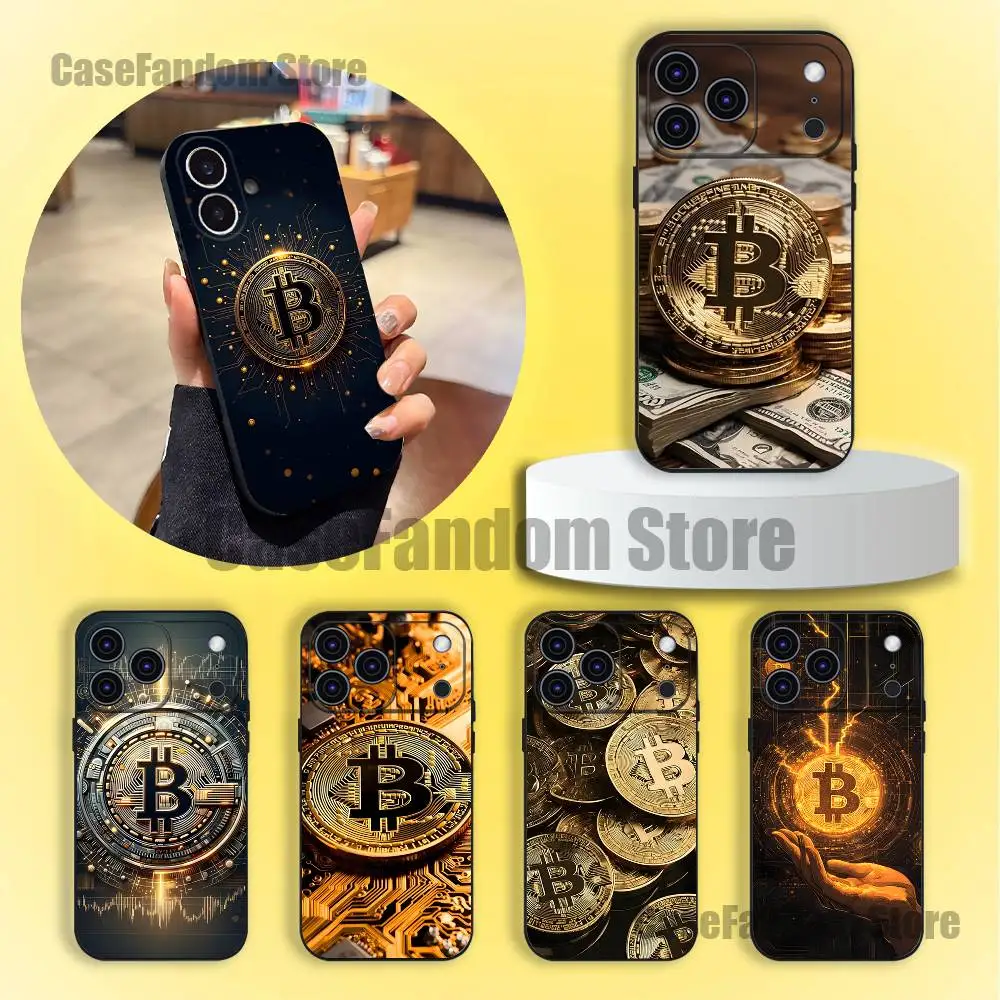 

Bitcoin Digital Currency Phone Case For iPhone 17,16,15,14,13,12,11,Pro,Max,Plus Black Soft Cover