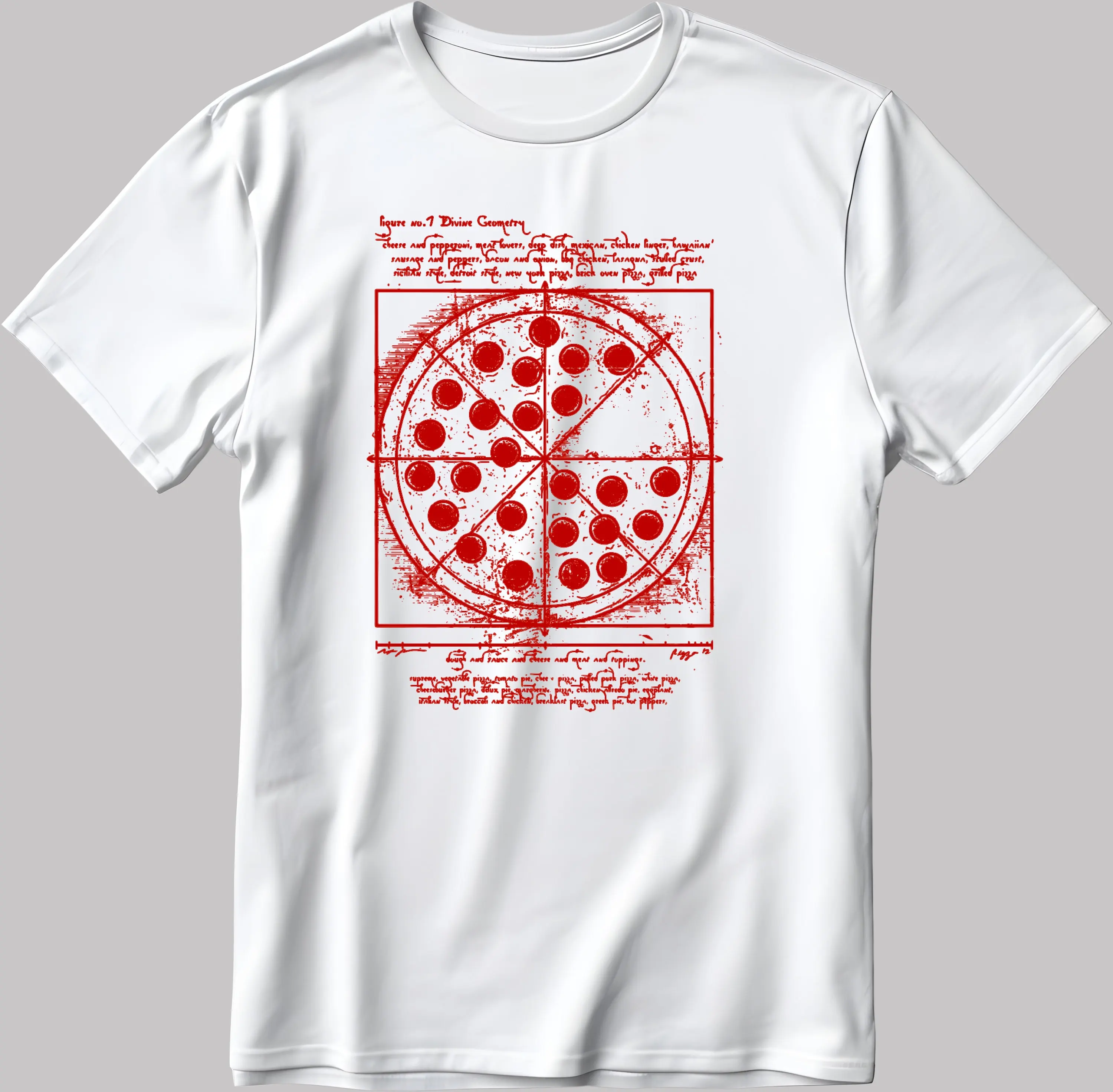 Black And White Pizza Slice Figures T Shirt E020