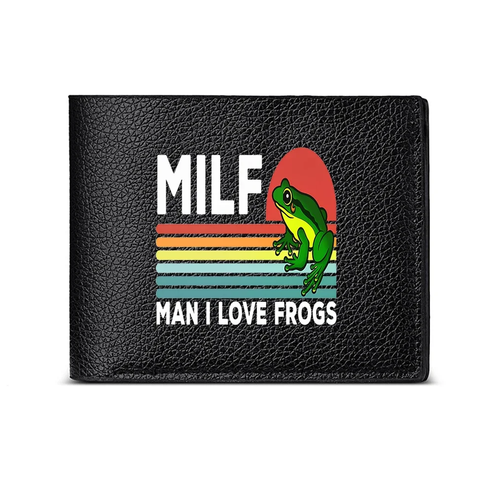 Man I Love Frogs Vintage Frog Rainbow Design Wallet Casual Business Fashion Print Men's Wallet Card Holder