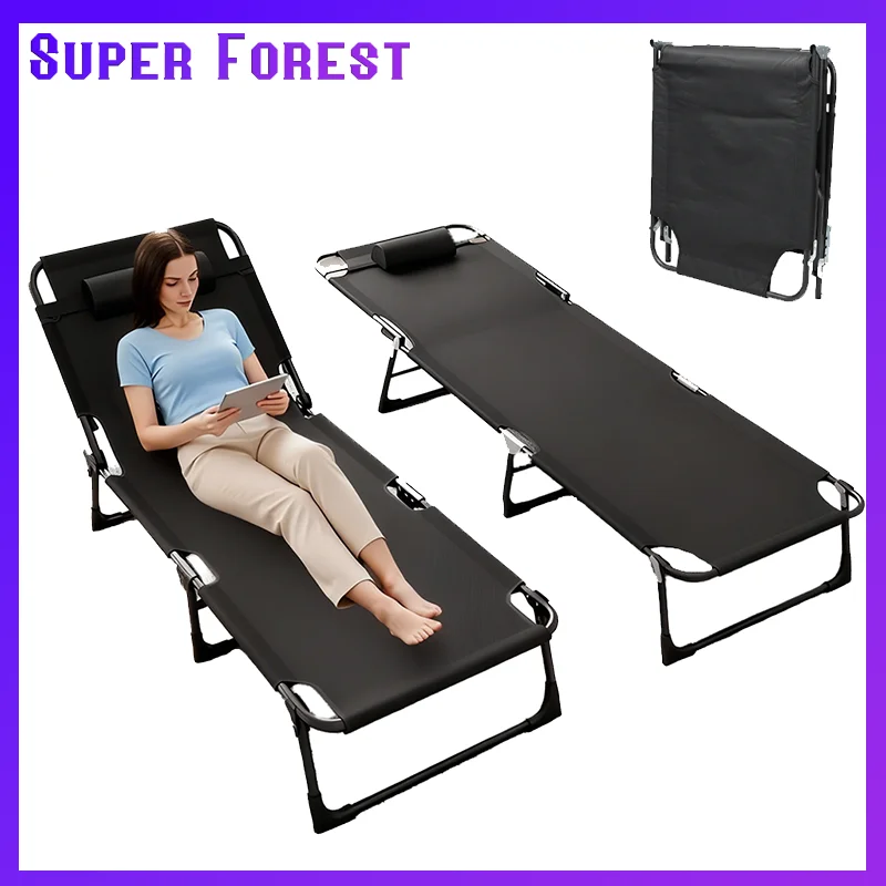 Chaise longue de plage pliable, sans installation extérieure requise, chaise de bain de soleil pour adultes, lit de sieste pour le camping, chaise longue multifonctionnelle