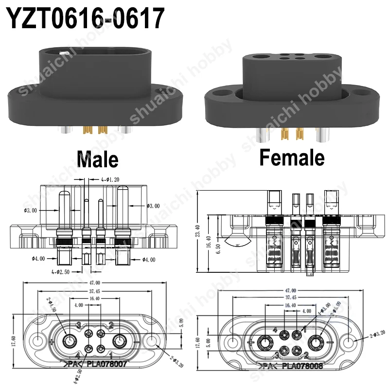 2Pairs RC Aircraft Car Male Female Butt Plug XT30 Connector with Crown Spring 30A High Current Lipo Battery Connection Parts