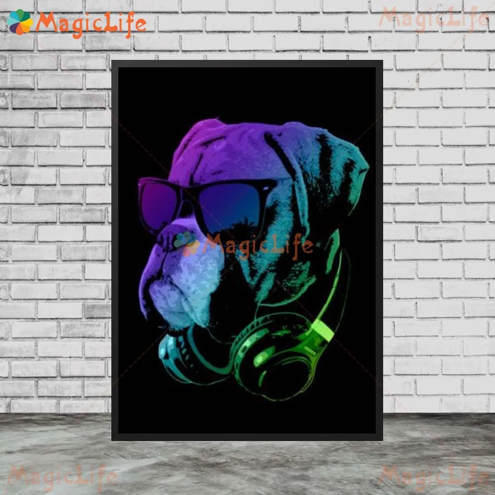 بارد Dj الحيوان النظارات الشمسية الكلب التمساح جدار صور لغرفة المعيشة الشمال المشارك الرسم على لوحات القماش الجدارية ديكور المنزل غير المؤطرة