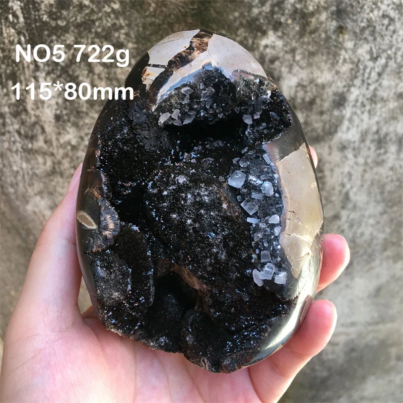 Natural Septarian Egg Geode Druzy With Calcite Quartz Shinning Dragon Stones Crystals Healing Divination Gem Home Decpration