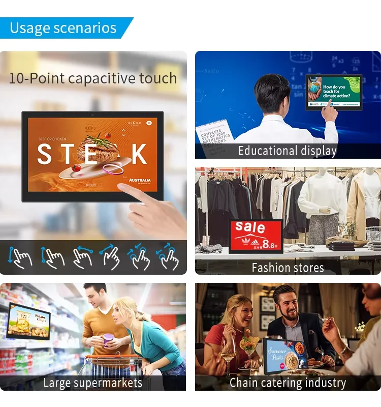 Support de bureau 14 "tablette Android POE FHD 1920*1080 écran tactile IPS, RK3568/RK3399 4G + 32G, wifi, Bluetooth, caméra, prise en charge VESA