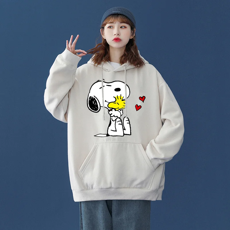 Personagem de desenho animado feminino e masculino com capuz capuz esportivo, Snoopy, ie Brown, casual, popular, esportes, casais