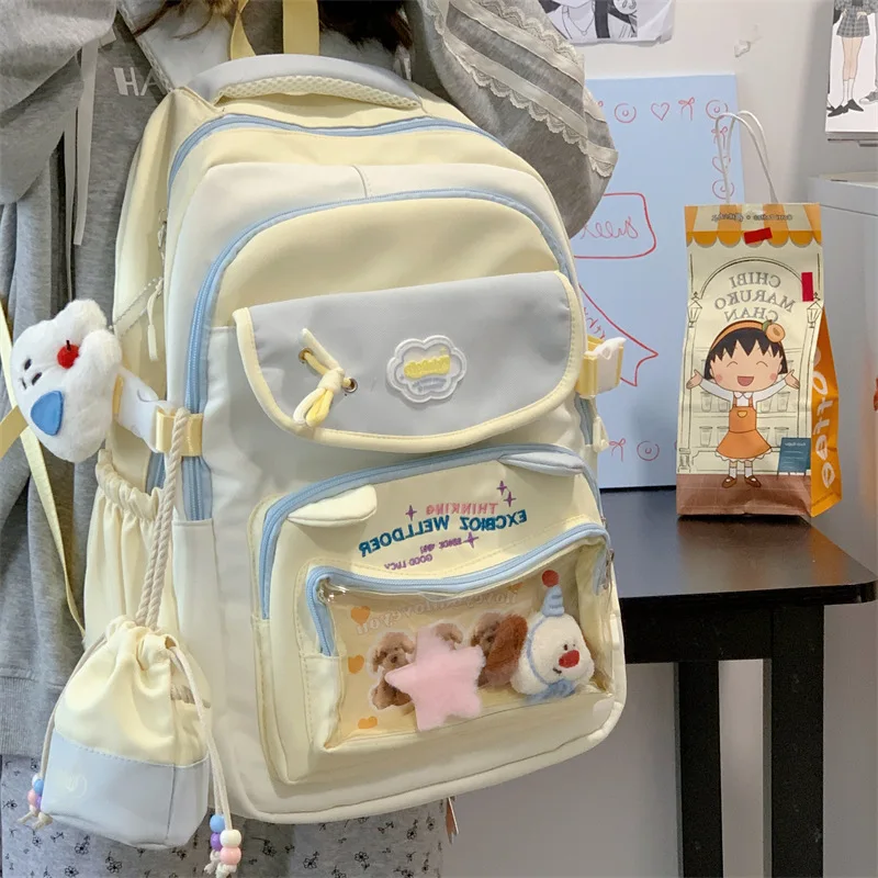 Contrast color desihngirls backpack Good lookingandlargecapacityschool backpack for girls Pain bag tote bagforwomenAgiftforagirl