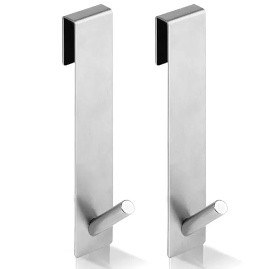 

2 Pack Shower Door Hooks for Bathroom, Frameless Over Glass Stainless Steel Door Hook for Robe Loofah and Towel