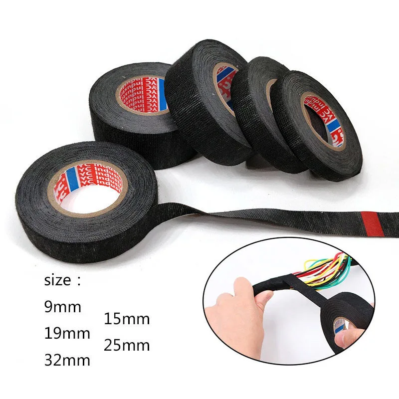 

Cable Harness Wiring Loom Electrical Heat Tape Heat-resistant Fiber Duct Cloth Fabric Adhesive Wire Harness Tape For Automotive