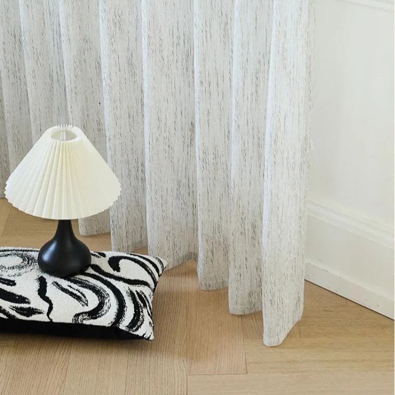 High Luxury Blue Gray Vertical Stripes Curtains for Living Room Bedroom Dining Tulle Modern Romantic Decor