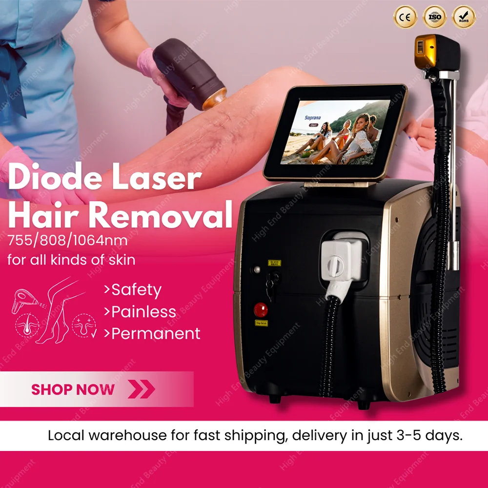 Epilator Diode Ice Titanium Female Hair Removal Machine Portable 755/1064/808nm Alexander Device Permanent Salon