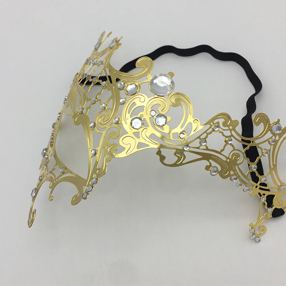 

Luxury Rhinestone Metal Venetian Masquerade Mask Half Face Costume Party Accessory For Halloween Carnival Cosplay Adjustable