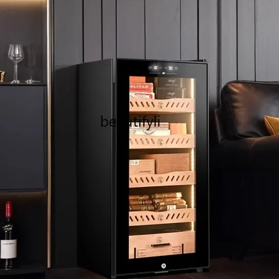 

A61 Constant temperature and humidity, red wine refrigerated cigar display moisturizing, large capacity with lock
