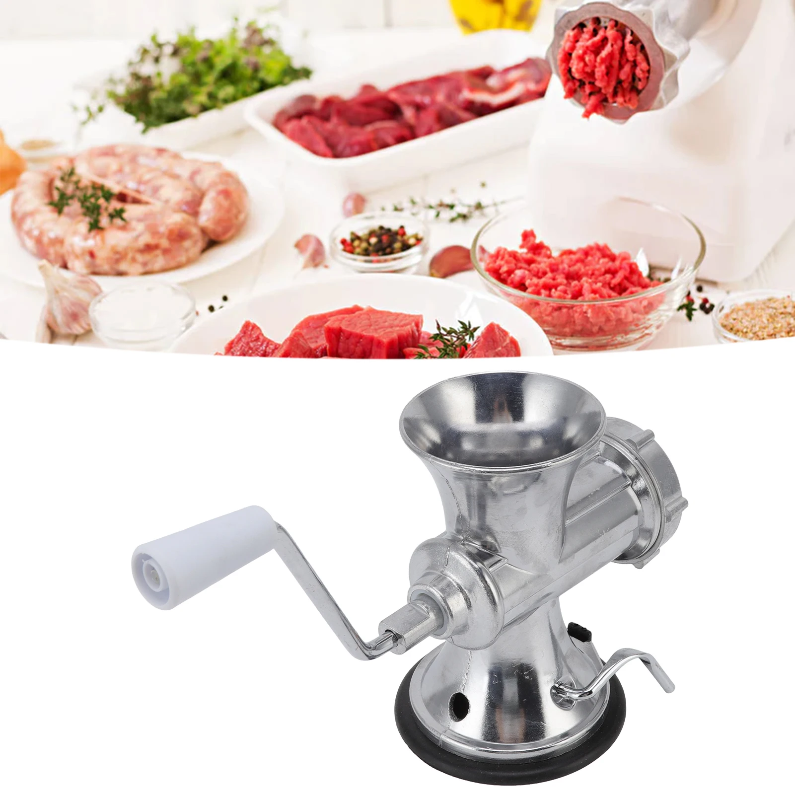 

1PC Manual Meat Grinder and Sausage Filling Machine with Suction Cup Base, Aluminum Alloy for Home Kitchen Mincing
