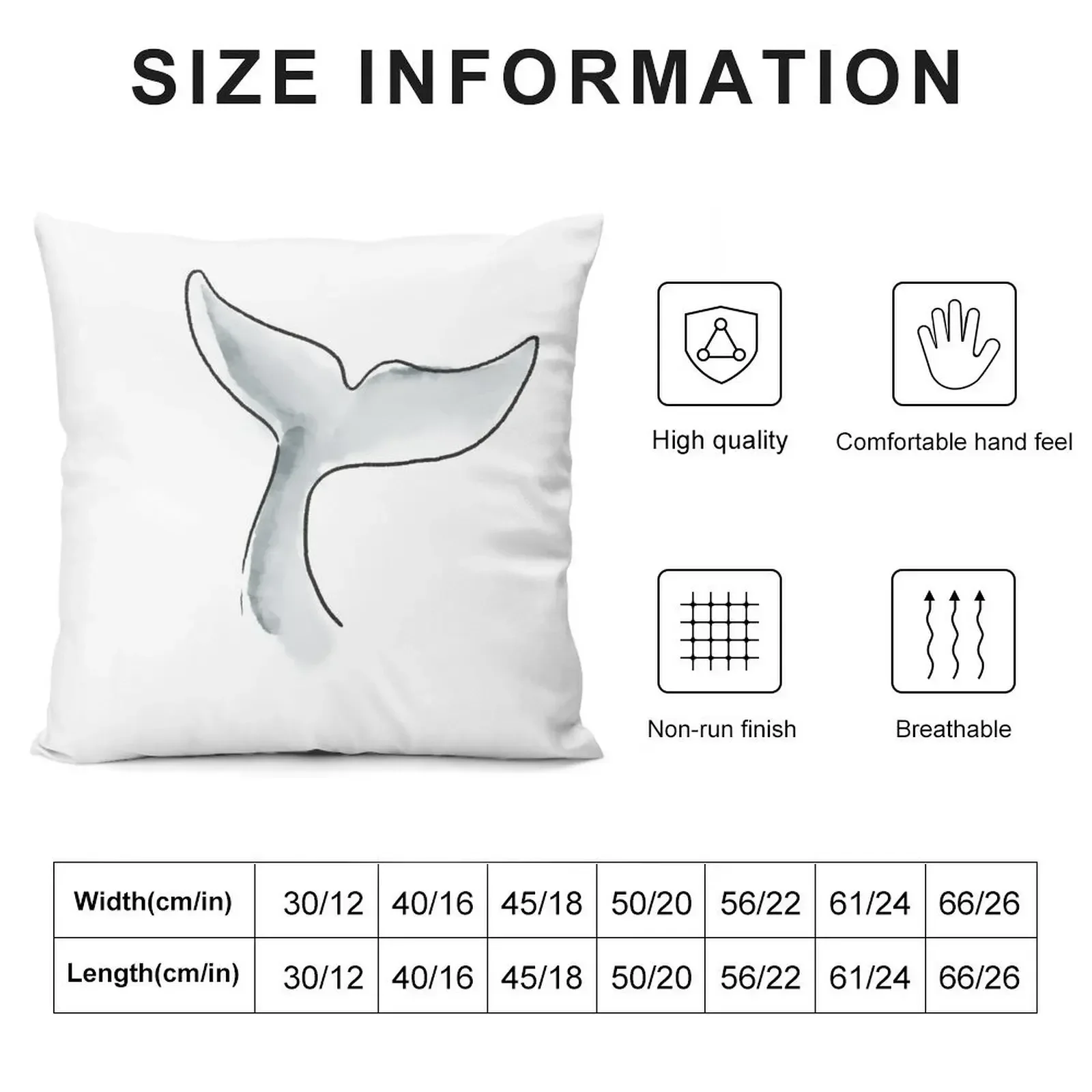 Whale tail fin Throw Pillow Pillowcase Cushion Decorative pillow case pillow