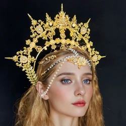 Goddess Halo Spiked Shaped Crown Headpiece Gothic Lotia Women's Party Headwear Accessories
