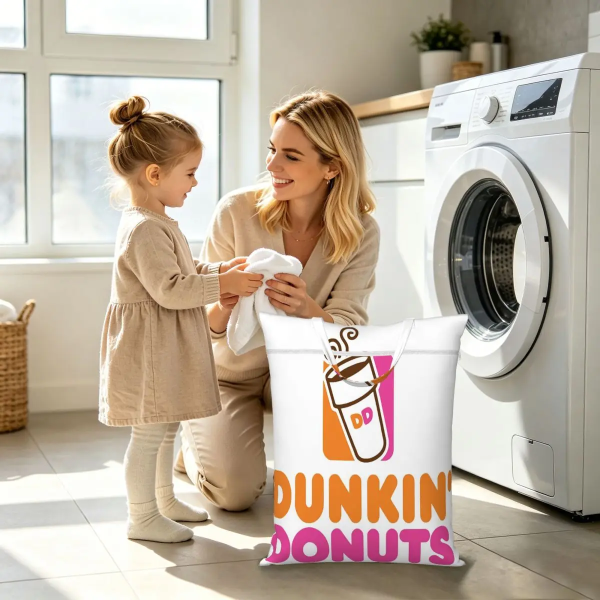 Dunkin Donuts Laundry Collector Foldable Laundry Basket Large Storage Washing Basket Home Organizer view 5