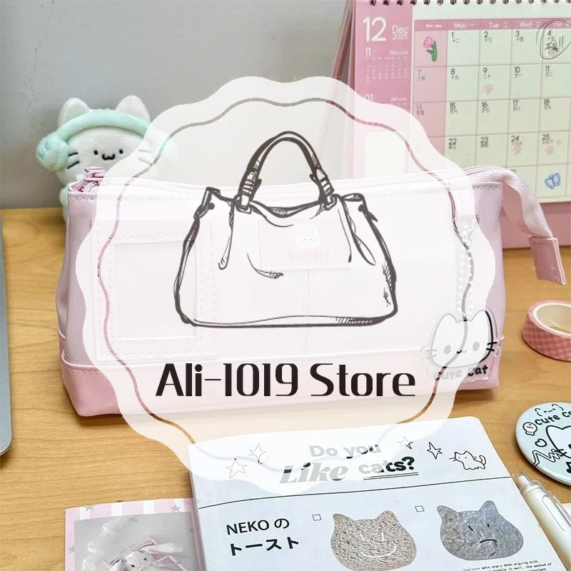 PU Leather Pencil Case Clear Window And Large Capacity Perfect For School Students Stationery Storage