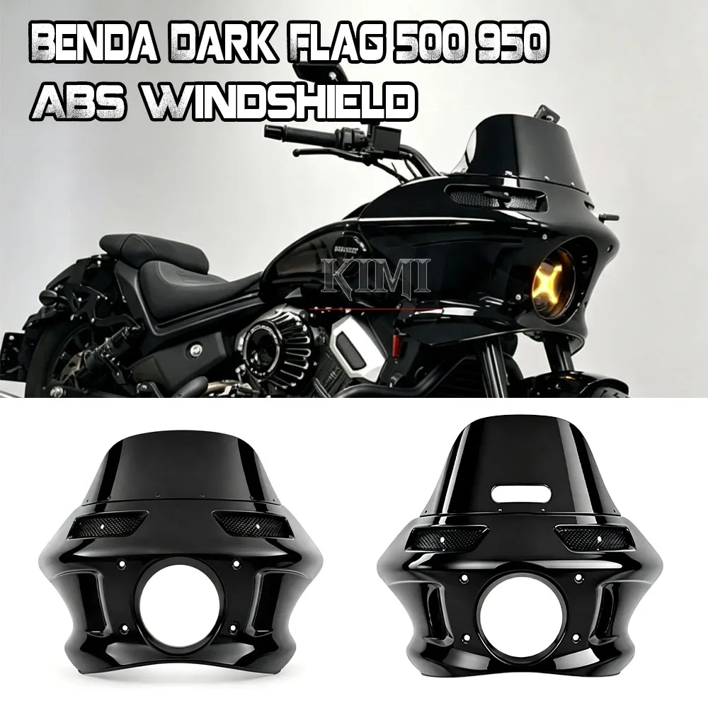 Image of Für Benda Dark Flag 950 Dark Flag 500 Motorrad-Modifikation Große Schweinekopf-Abdeckung ABS Vergrößerte Windschutzscheibe Zubehör