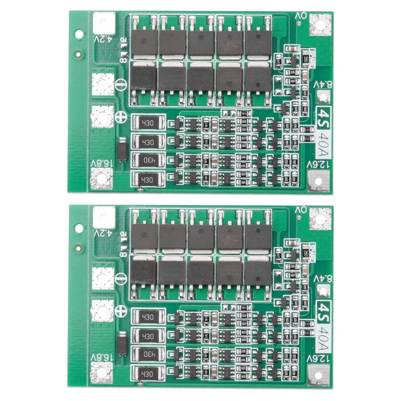 

【HOT】2 Pcs 4S 40A Li- Lithium Battery 18650 Charger PCB BMS Protection Board With Balance For Drill Motor 14.8V 16.8V