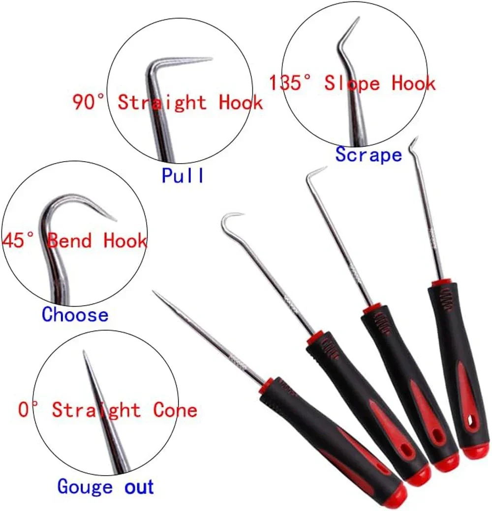 Car Auto Vehicle Oil Seal Screwdrivers Set O-Ring Seal Gasket Puller Remover Pick Hooks Tools Sealing Repair Tools 16cm 4Pc view 3
