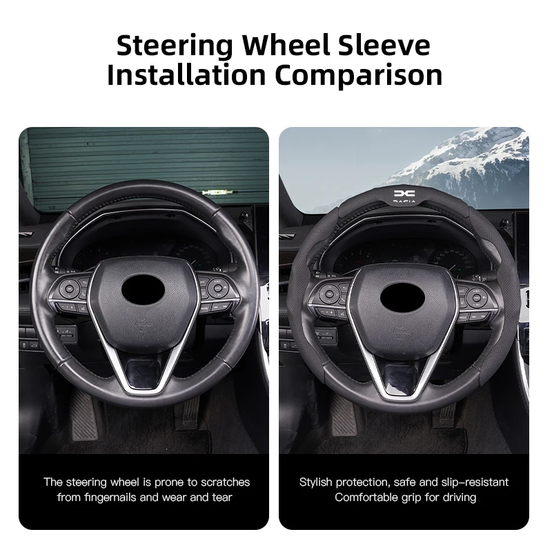 Atmungsaktive, schweißabsorbierende Auto-Lenkradabdeckung, Zubehör für Dacia Sandero Stepway Duster Logan Jogger Bigster / Schlüsselanhänger – Detail 5