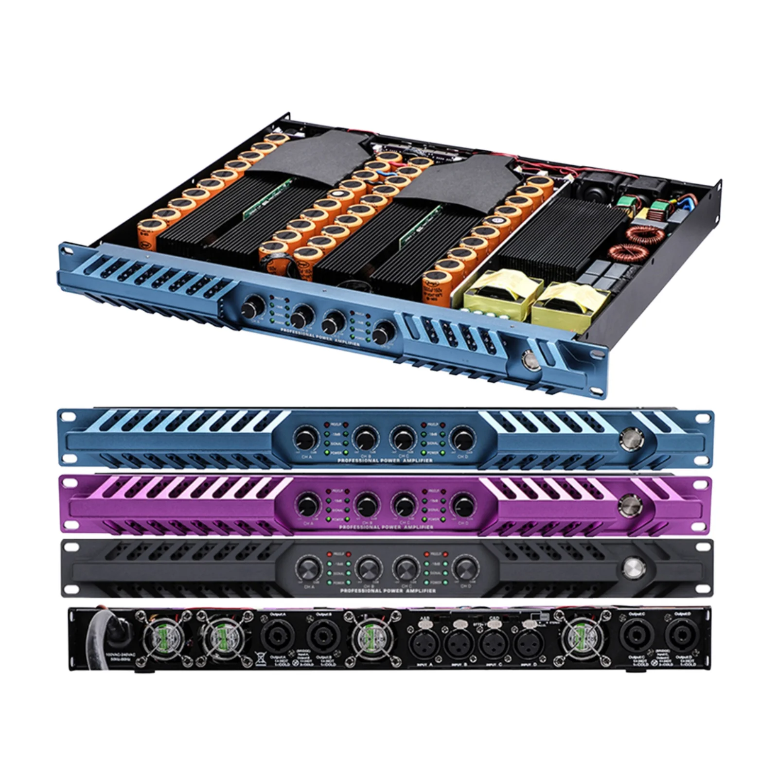 Amplificador Profissional Classe D de Alta Potência DA10K4 de 4 Canais e 10000W para Sistema Line Array, Amplificador de Potência Digital Classe D 1U