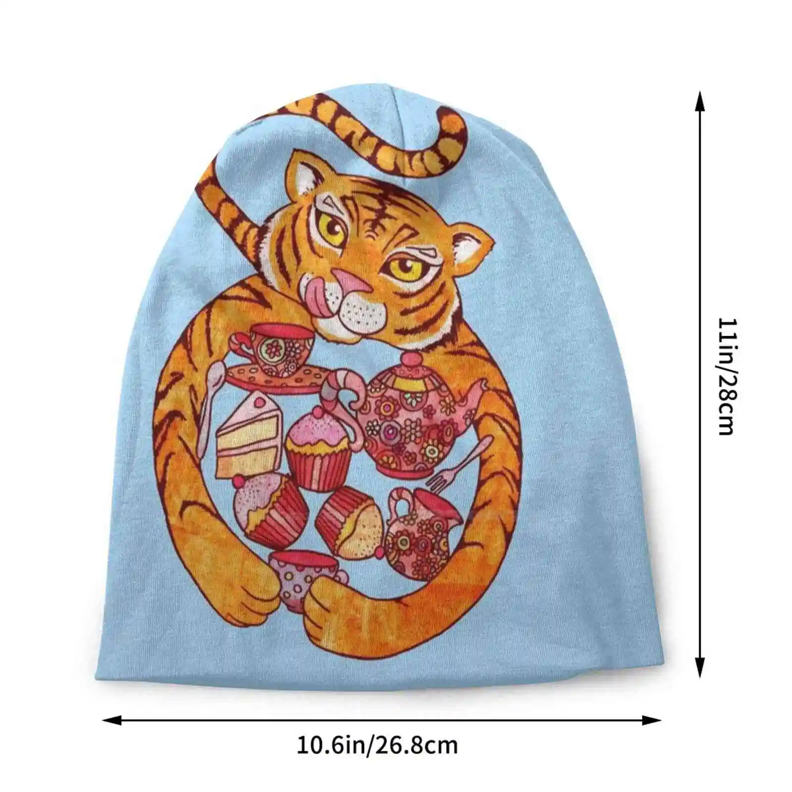 The Tiger Who Came To Tee Knitted Hat Warm Beanie Outdoor Caps Micklyn Teapot Cute Kids Cupcake Funky Girly Storybook The Tiger