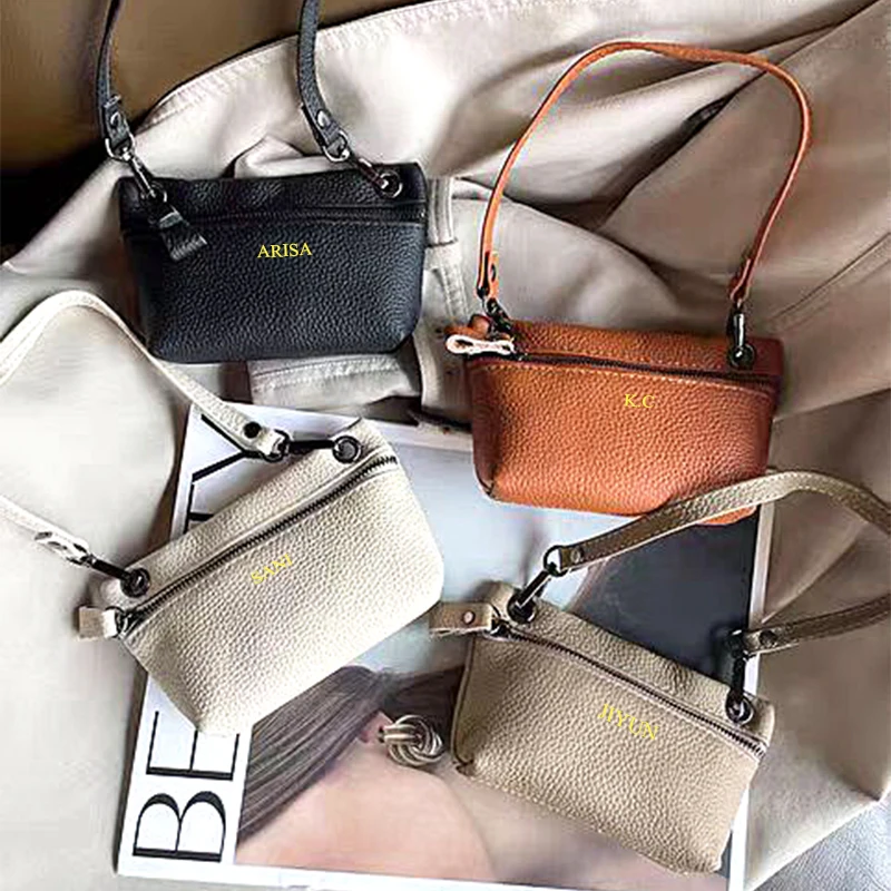 Custom Name Fashion Coin Purse For Woman Luxury Cowhide Cute Card Wallet Mini Handbag Lady Personalized Card Holder Key Bag Gift