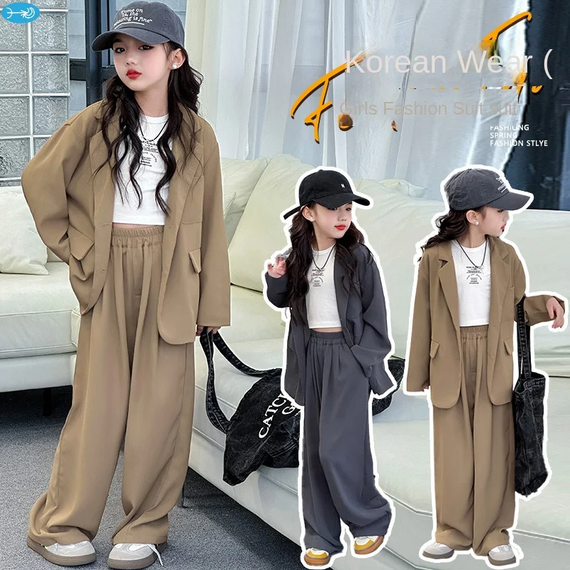 

Girls' spring suit set 2024 new style fashion fashion CUHK children's cool casual fashion suit two-piece set120-170cm