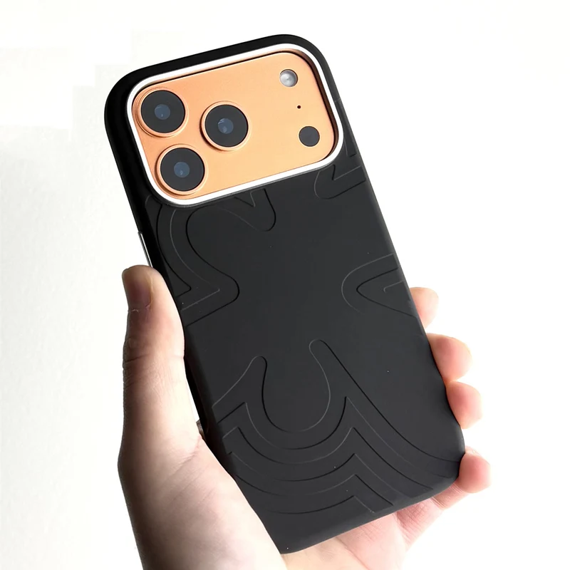 Einfarbige Flüssigsilikonhülle für MagSafe für iPhone 17 18 Pro 17Pro Max 16 15 14 mit Linsenschutz aus Legierung, kabellosem Laden und matter Oberfläche – Detail 11
