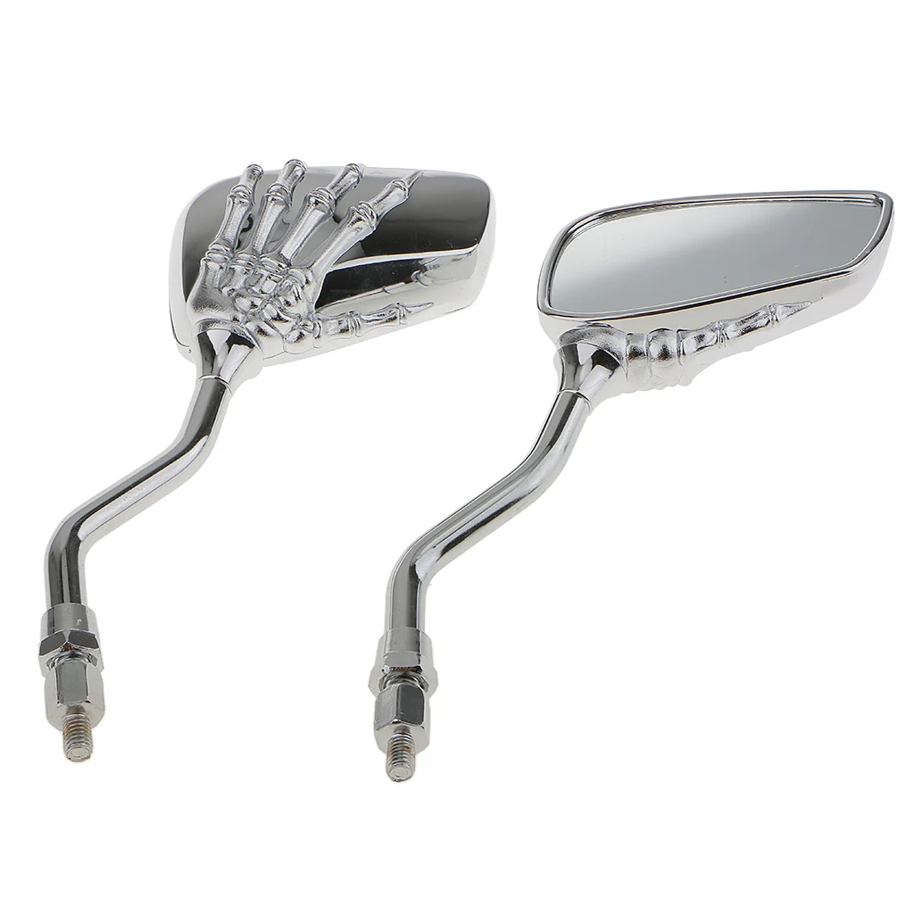 Punk Chrome Skeleton Hand Claw Motorcycle Rearview Side Mirrors 8/10mm image 2