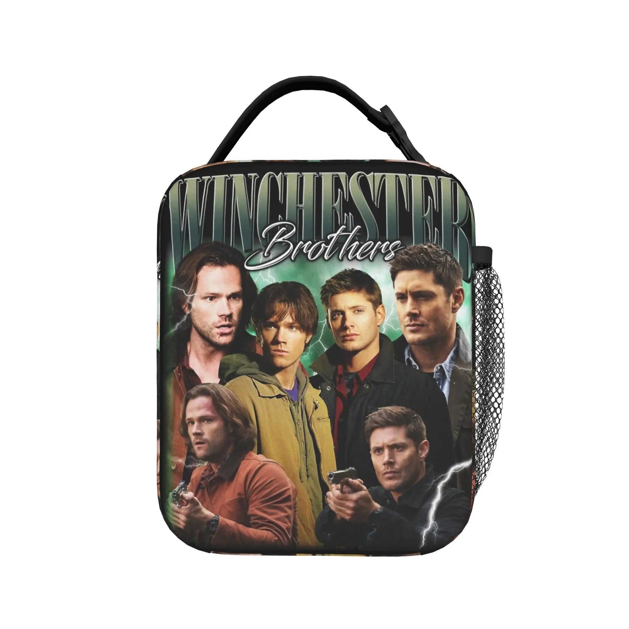 Lancheira estética do filme Supernatural Dean Winchester Brothers Sam, lancheira estética para crianças, bolsa térmica para escritório, bolsa oxford para alimentos