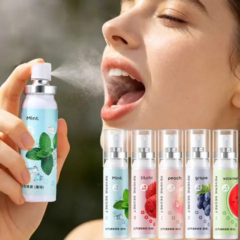 Fruit Flavor Oral Fresh Spray - Lasting Fresh Breath, Mild and Not Spicy, Fresh Mint Flavor Anytime, Anywhere, Easy to Carry