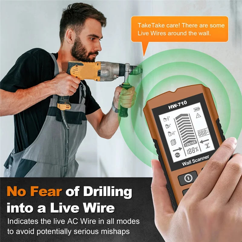 AED5-Wall โลหะความลึก Wall STUD Finder โลหะไม้ Studs แรงดันไฟฟ้า AC Live Wire Detect Wall Scanner ไฟฟ้ากล่อง Finder