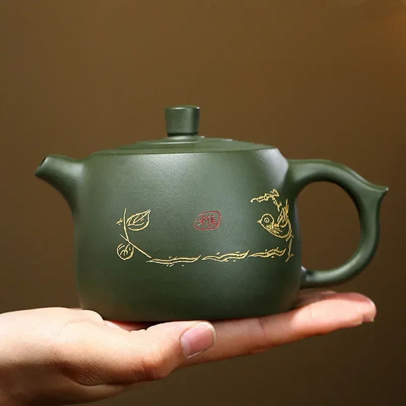 330ml Yixing Famous Purple Clay Teapots Handmade Tea Pot Raw ore Green Mud Beauty Kettle Chinese Zisha Tea Set Exquisite Gifts